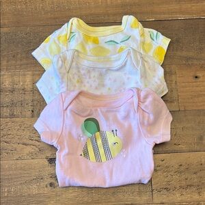 cloud island Baby Onesie Trio in Pink, Yellow, White